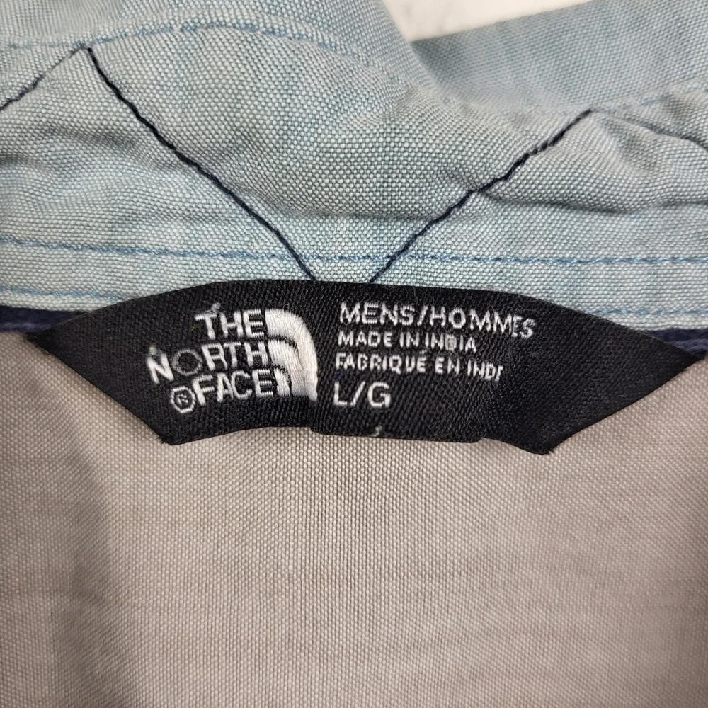 The North Face Mens Large Light Blue Utility Button Down Shirt Hiking Outdoor